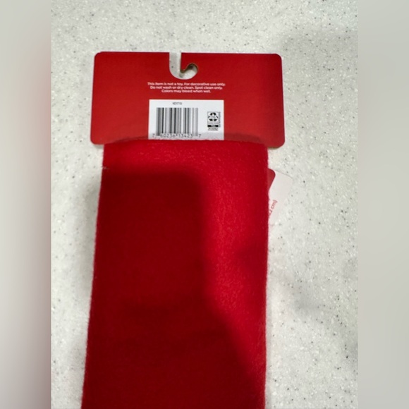 New! 48" Red FELT Christmas Tree Skirt! Red & White Striped Trim! - Picture 7 of 8